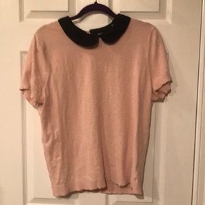 Light pink polka dot short-sleeve shirt